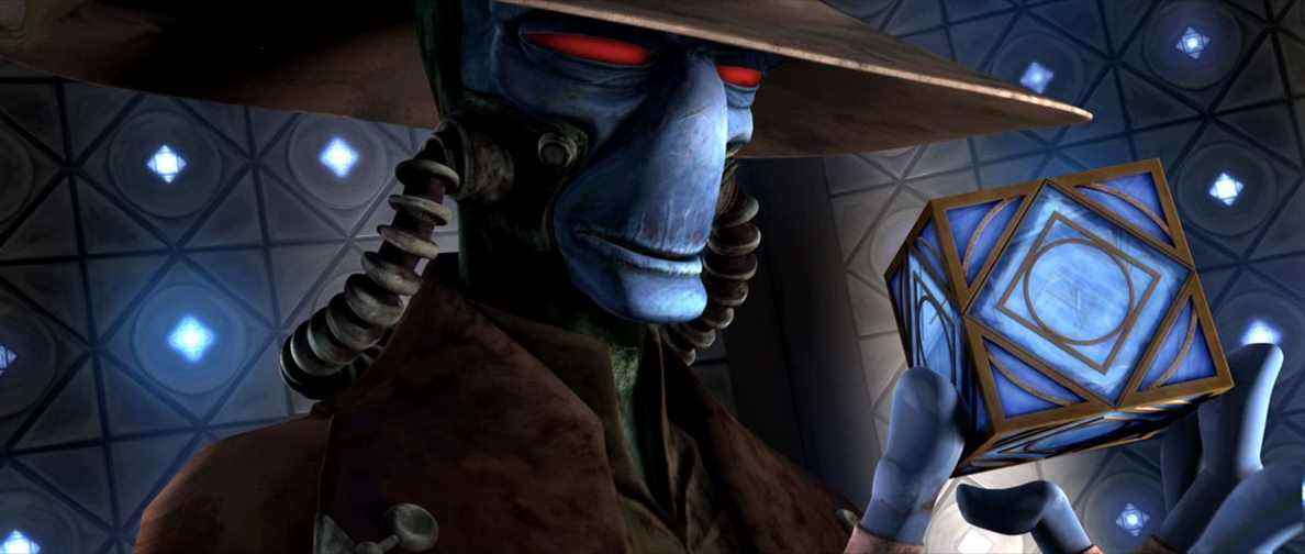 Cad Bane tenant un holocron dans Clone Wars