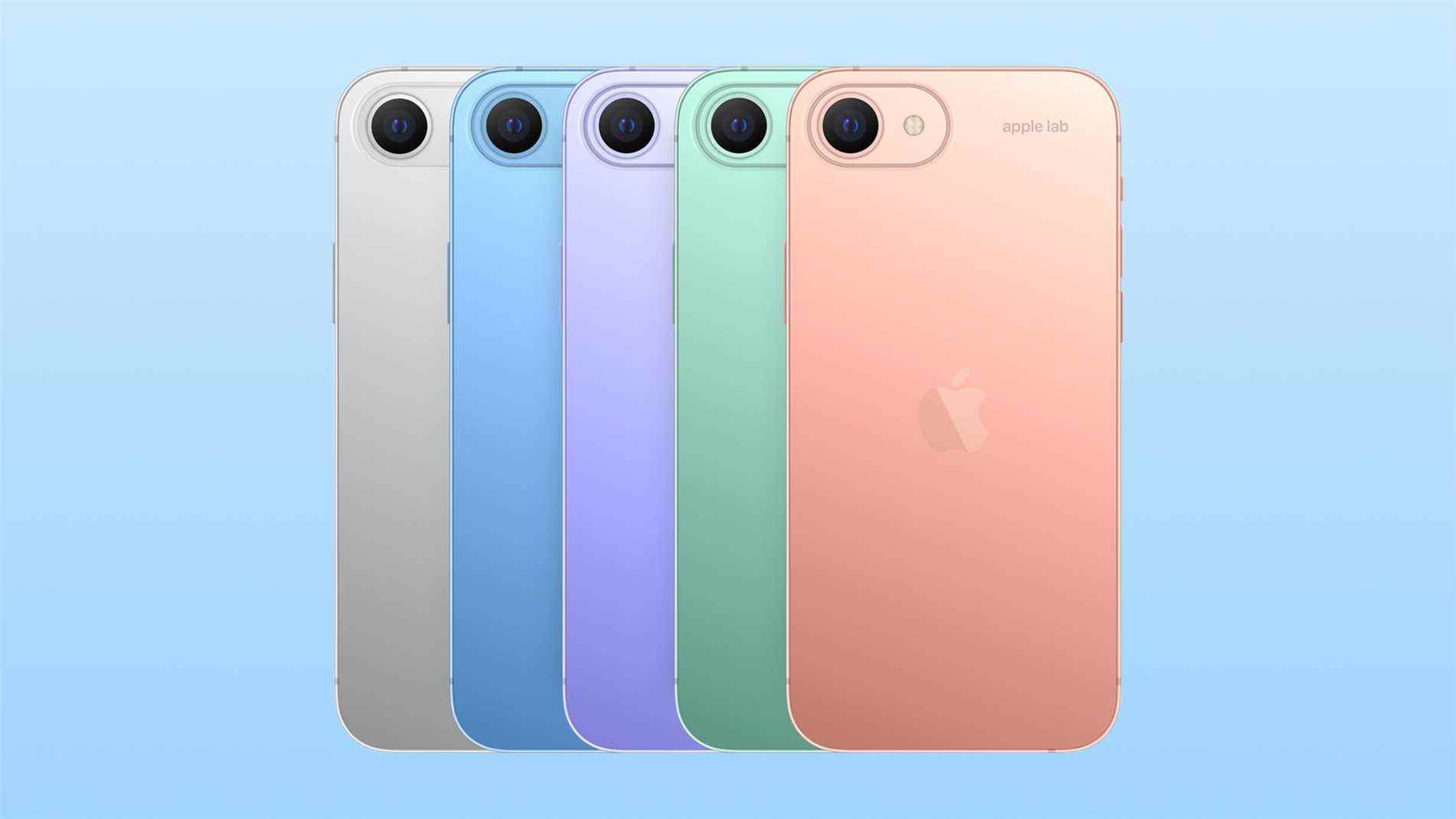 Concept iPhone SE 3 sur fond bleu