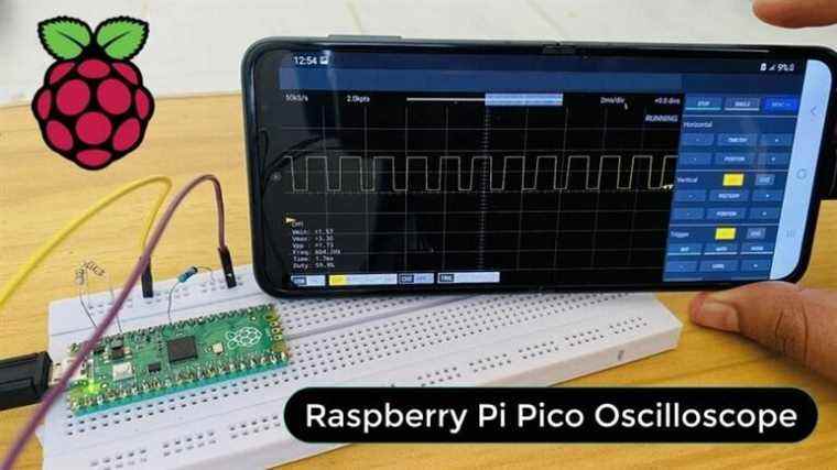 Oscilloscope Raspberry Pi Pico Powers avec interface smartphone