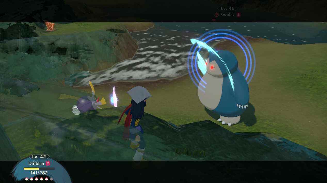 Drifblim utilise l'hypnose sur l'alpha Snorlax pour l'endormir