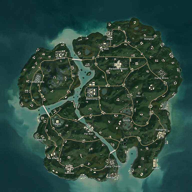 Sanhok, la carte avec plein de champs verts pour se battre.