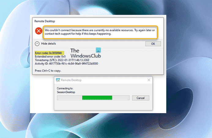 Correction du code d’erreur 0x3000046 du bureau à distance sur les ordinateurs Windows