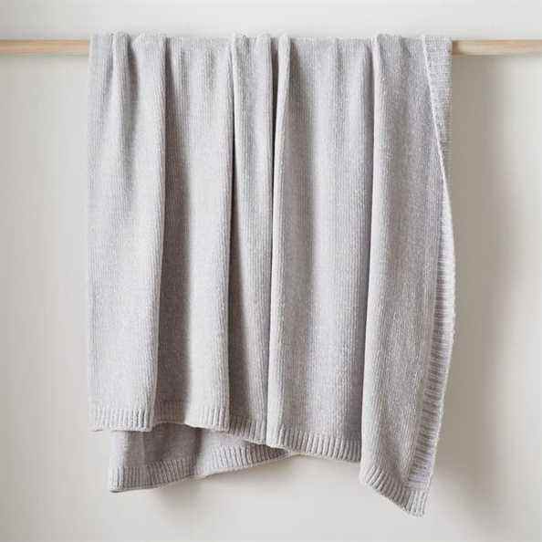 Jeté en chenille de luxe West Elm (gris givré)