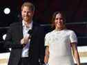 Le prince Harry et Meghan Markle prennent la parole lors du festival Global Citizen Live 2021 au Great Lawn, Central Park, le 25 septembre 2021 à New York.