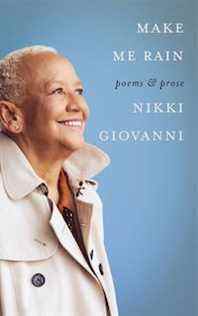 Un graphique de la couverture de Make Me Rain par Nikki Giovanni