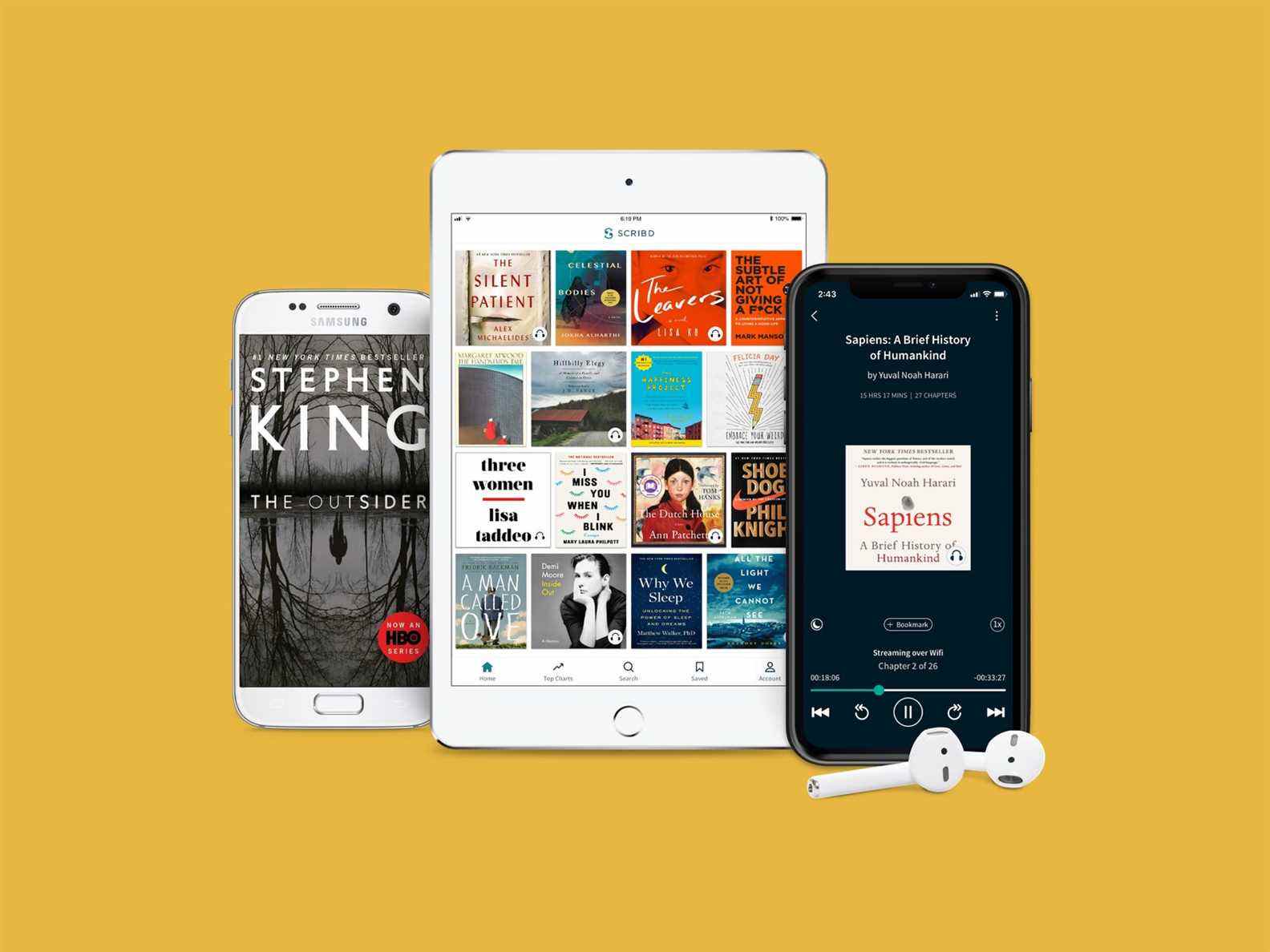 Application Scribd affichée sur les appareils mobiles