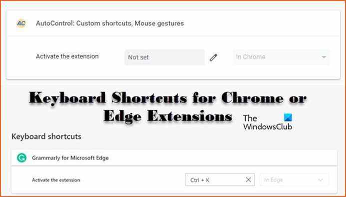 Comment définir des raccourcis clavier pour les extensions Chrome ou Edge