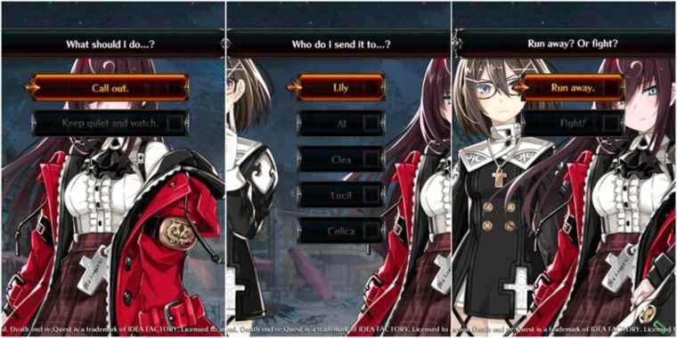 Death End Re;Quest 2 - Appelez les personnages en robe ou restez silencieux ?
