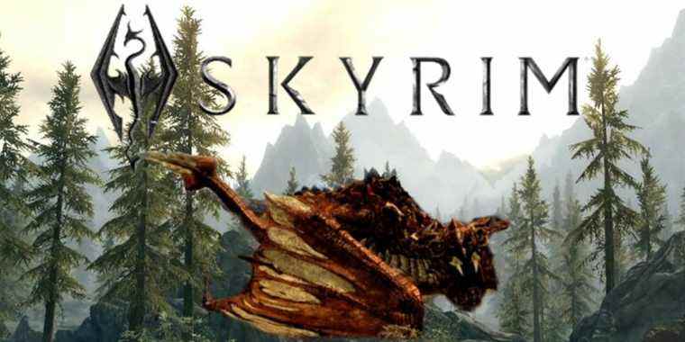 Skyrim Elder Dragon Kill Cam Scène ruinée par un arbre
