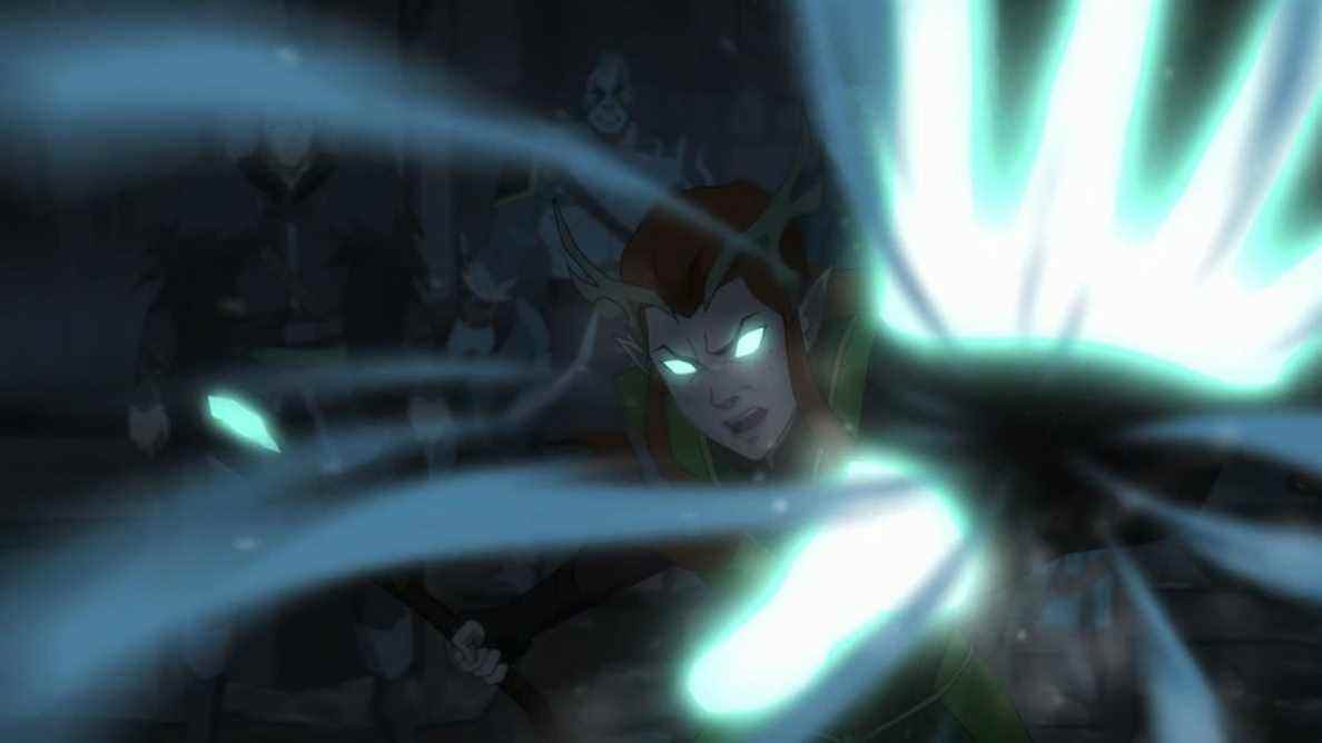 Keyleth lance un puissant sort de glace, éliminant toute une horde de morts-vivants.