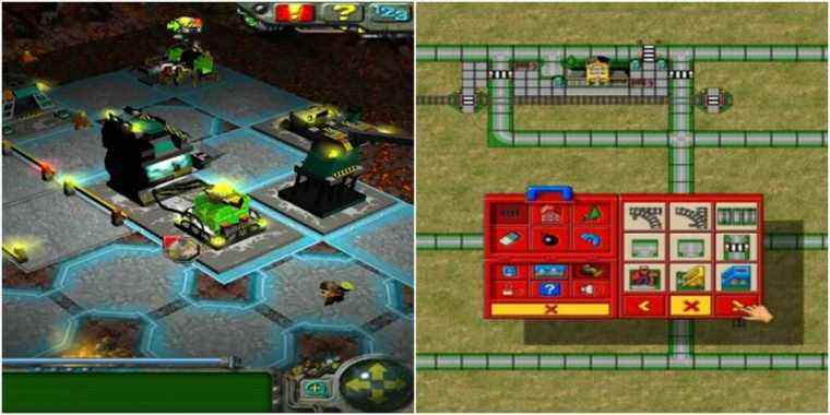 (Left) Lego Rock Raiders gameplay (Right) Lego Loco gameplay