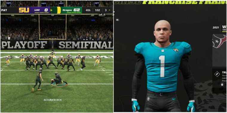 Madden NFL 22 Beginner Tips Collage Kicking Field Goal And Playing For Jaguars