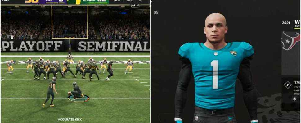 Madden NFL 22 Beginner Tips Collage Kicking Field Goal And Playing For Jaguars