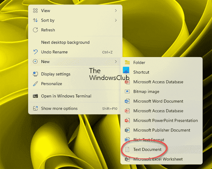 Créer un nouvel élément de document texte est manquant dans le menu contextuel de Windows 11/10