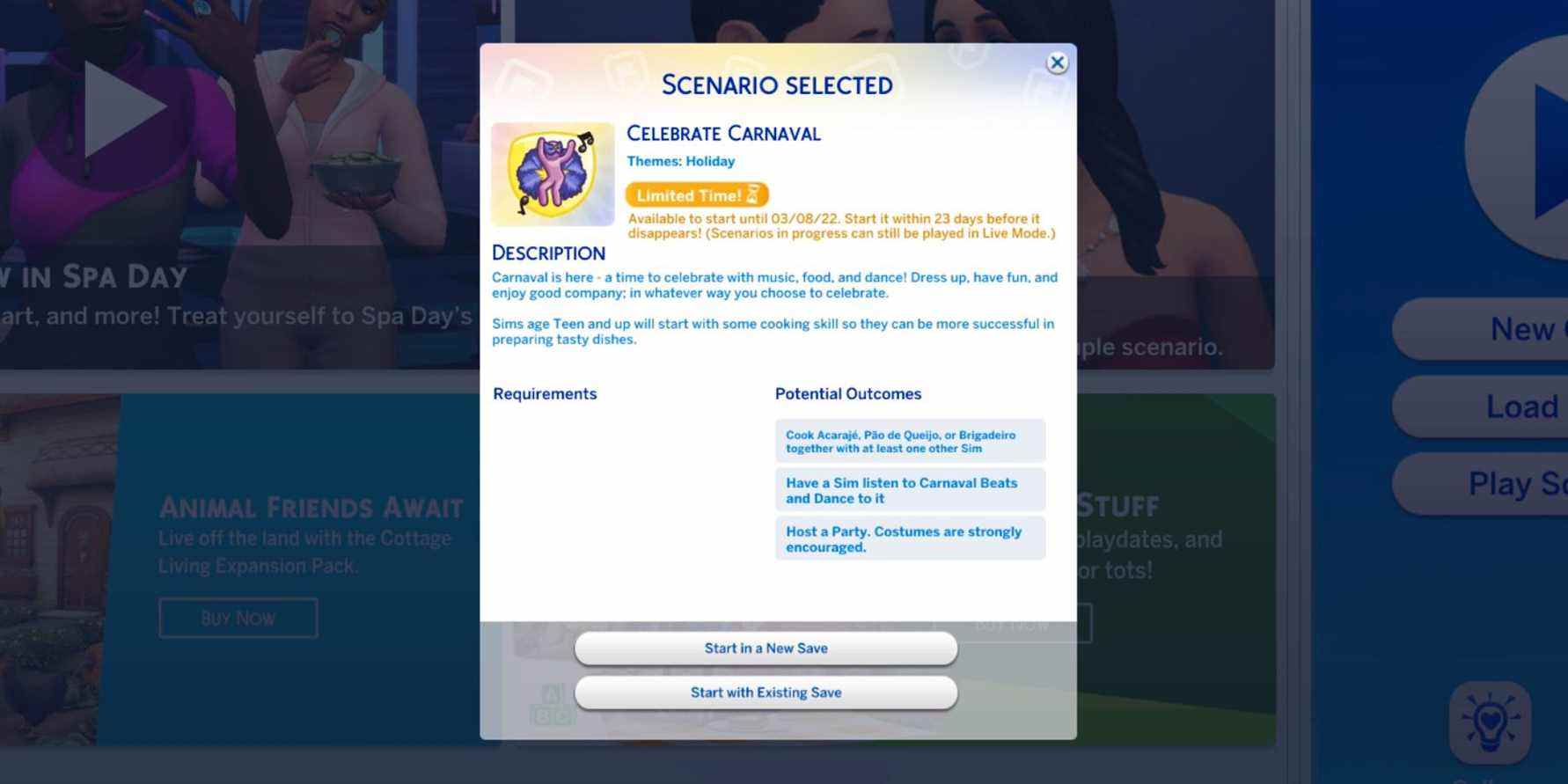 celebrate carnaval scenario in the sims 4