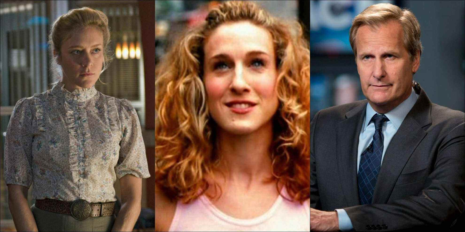 Characters from three HBO series - Big Love, Sex and the City, and The Newsroom