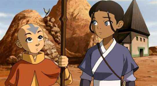 Aang, Katara, and Momo in the Earth Kingdom in Avatar: The Last Airbender