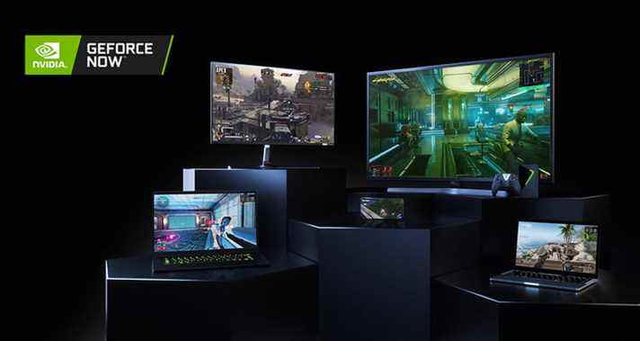 Plusieurs appareils affichent les jeux GeForce Now.