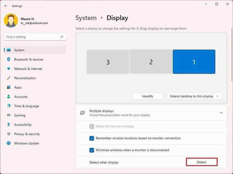 Windows 11 détecte un moniteur externe