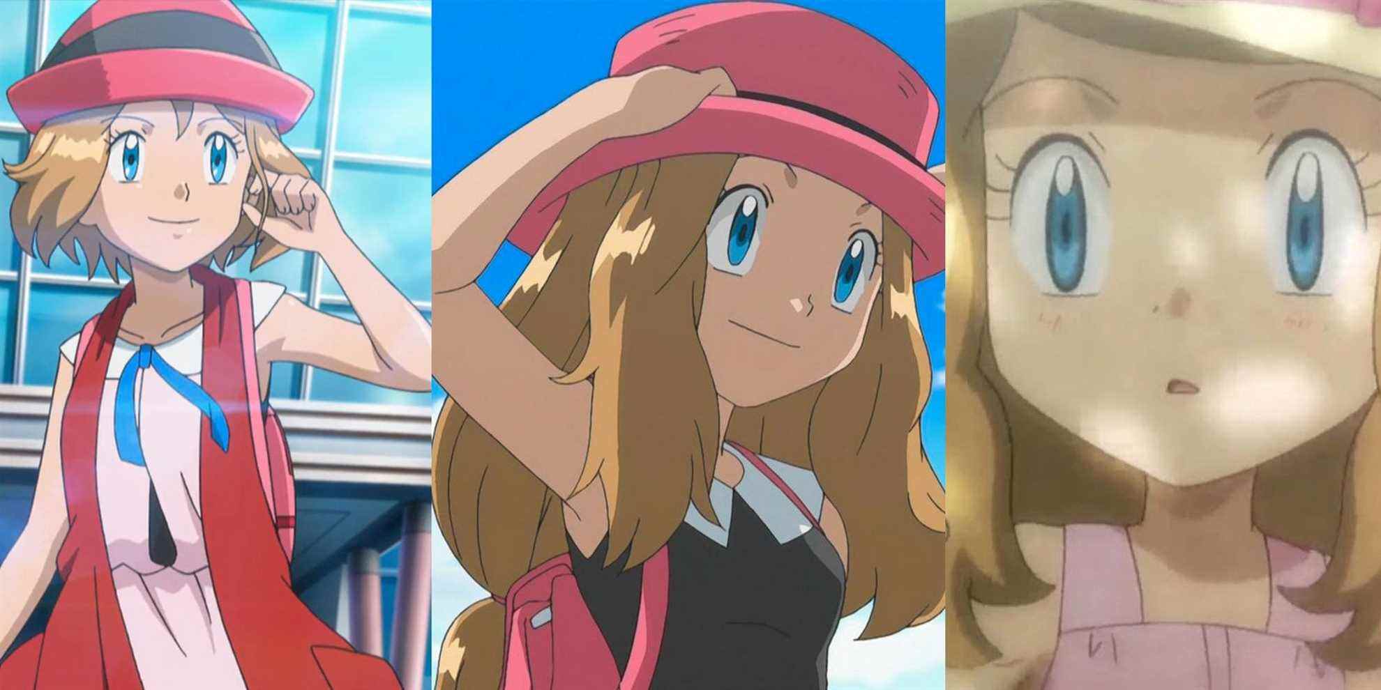 Short-haired Serena arriving in Hoenn; Long-haired Serena; Young Serena meeting Ash at Pokemon Camp