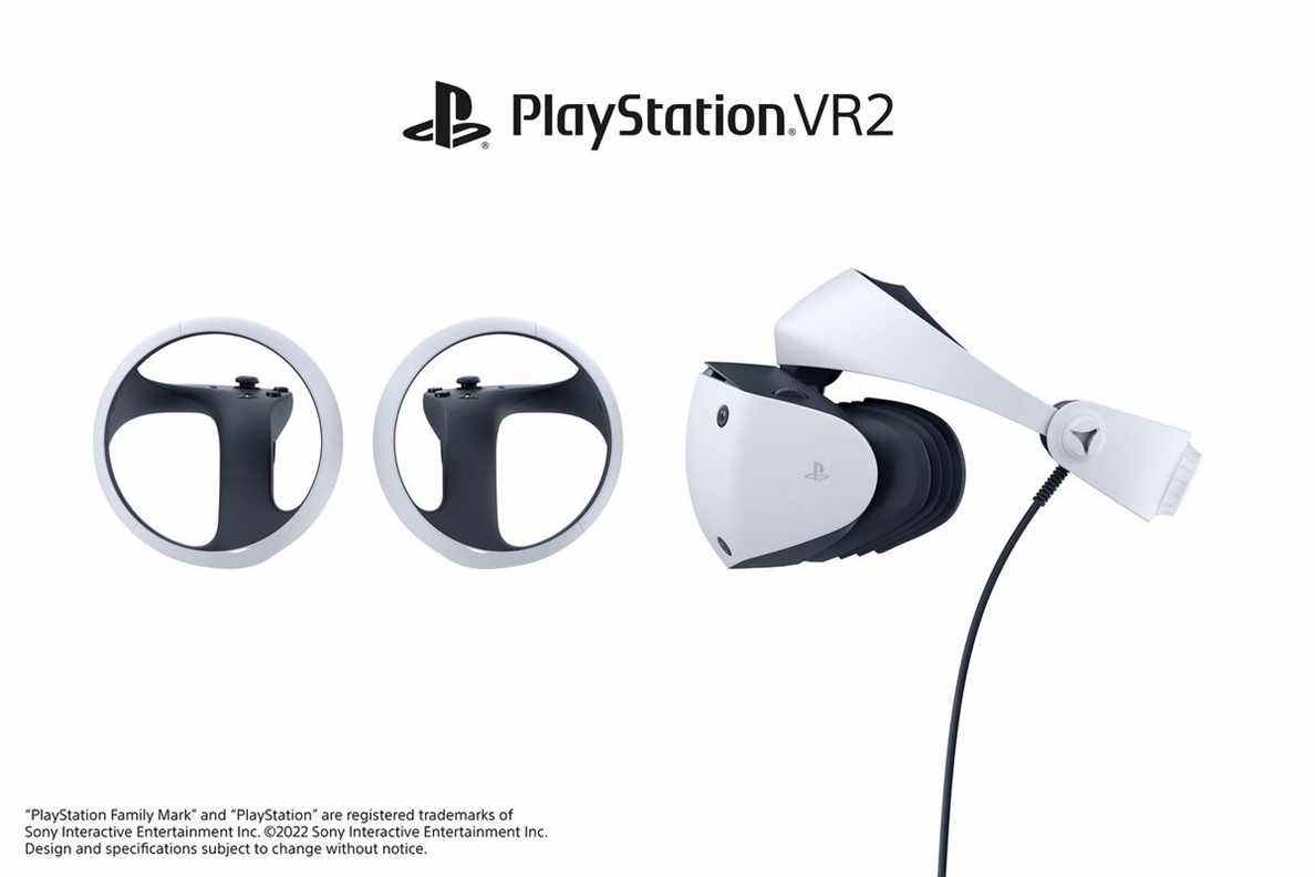 Le casque PSVR2 et les contrôleurs Sense vus de côté