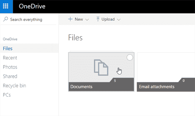 documents onedrive sélectionner