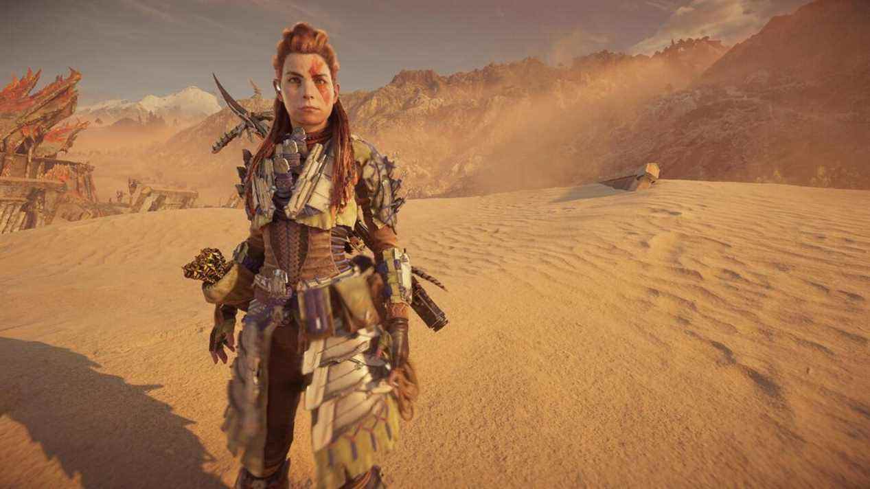 Trouver les trois totems de guerre vous donne la chance de donner à Aloy un peu le look Ghost of Sparta.