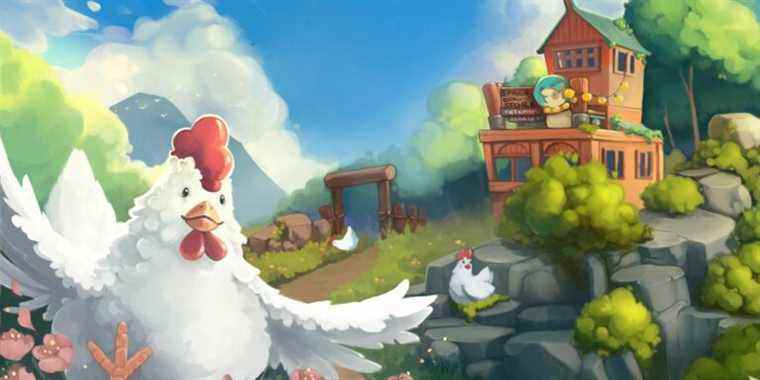 loading screen of game with art of chickens