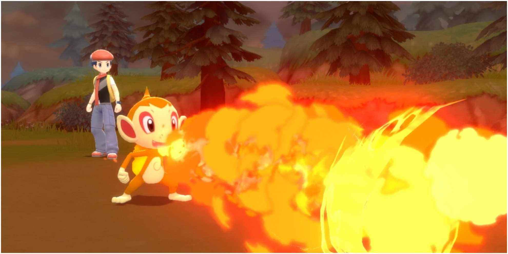 Chimchar dans Pokemon Brilliant Diamond Fire Type Starter Pokemon