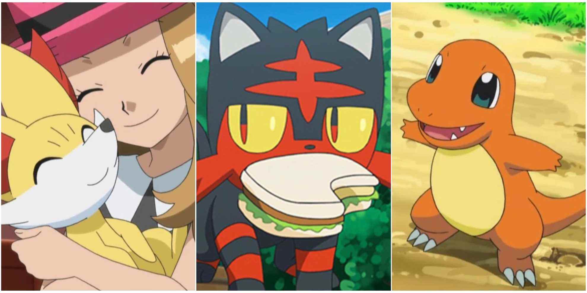 Pokemon Starters Fire Type Litten Charmander and Fennikin