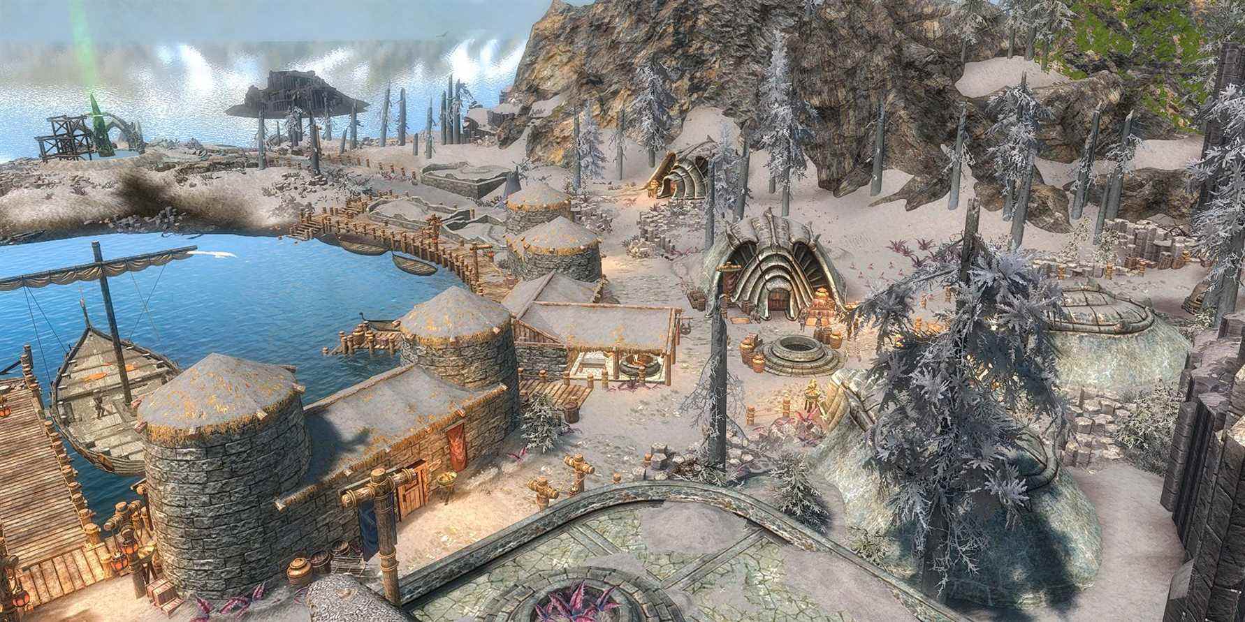 Skyrim-Raven-Rock-Solstheim-Dragonborn-Guide-Top-View-Docks-Earth-Stone-Temple-1