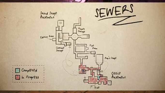 Une carte avec des annotations à code couleur de style Resident Evil dans My Friendly Neighborhood