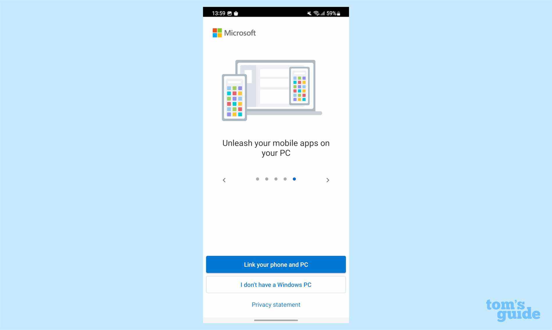 Une capture d'écran du menu des paramètres du Samsung Galaxy S22, montrant la page de configuration de Link with Windows