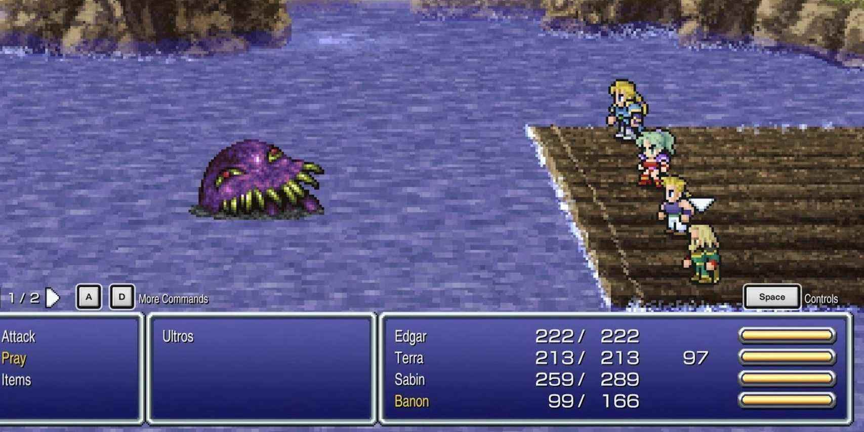 Combattre Ultros dans Final Fantasy 6 Pixel Remaster