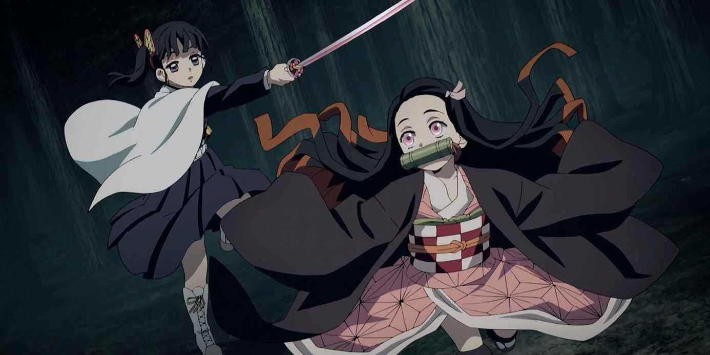 Nezuko poursuivi par Kanao dans l'anime