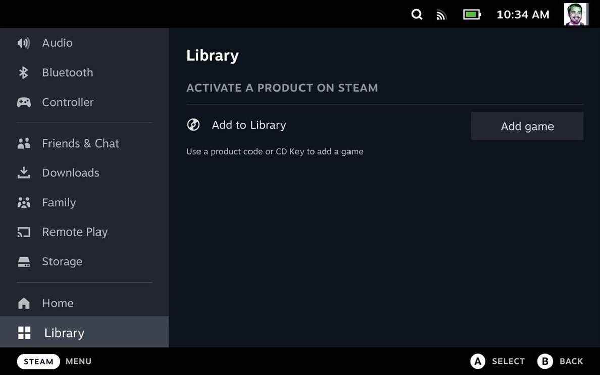 Le menu d'échange d'une clé Steam sur le Steam Deck