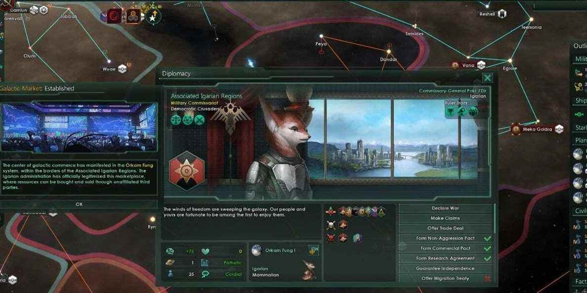 marché galactique stellaris et diplomatie