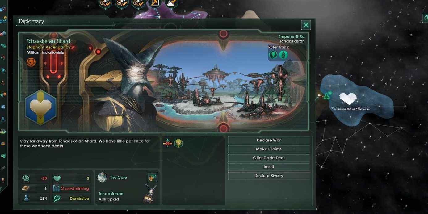 options de diplomatie de l'empire déchu stellaris