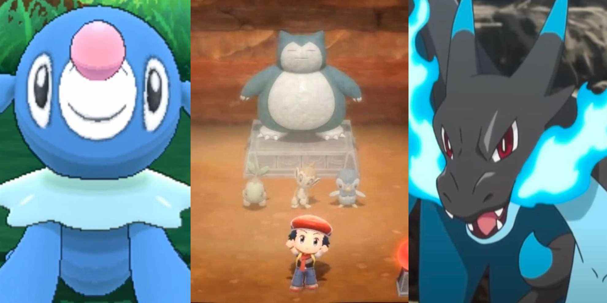 A Popplio in Pokemon Refresh in Sun & Moon; A player in an underground base in Brilliant Diamond & Shining Pearl; Mega Charizard X from the anime