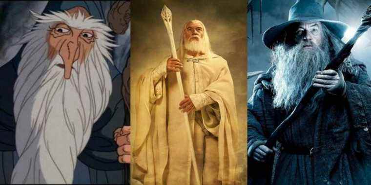 title split image Rankin Bass Gandalf the White Gandalf the Gray