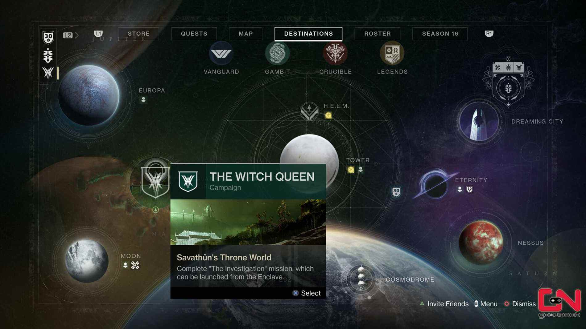 Comment sélectionner la campagne légendaire Witch Queen Destiny 2
