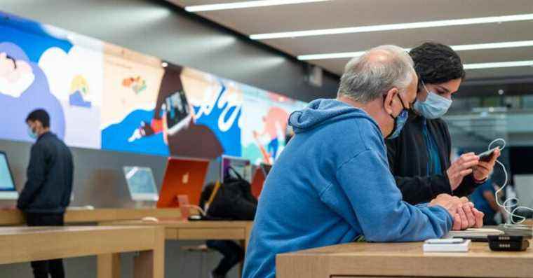 Exigences de masque de chute des Apple Stores pour les clients de plusieurs États