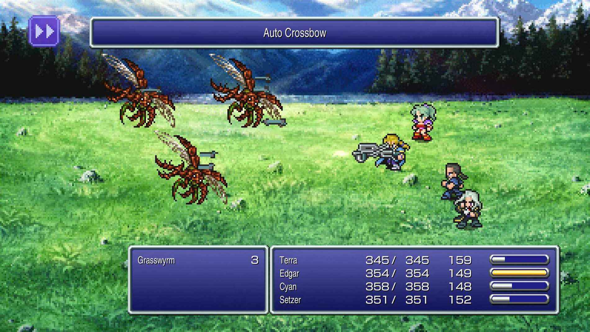 Capture d'écran de la bataille de Final Fantasy VI Pixel Remaster