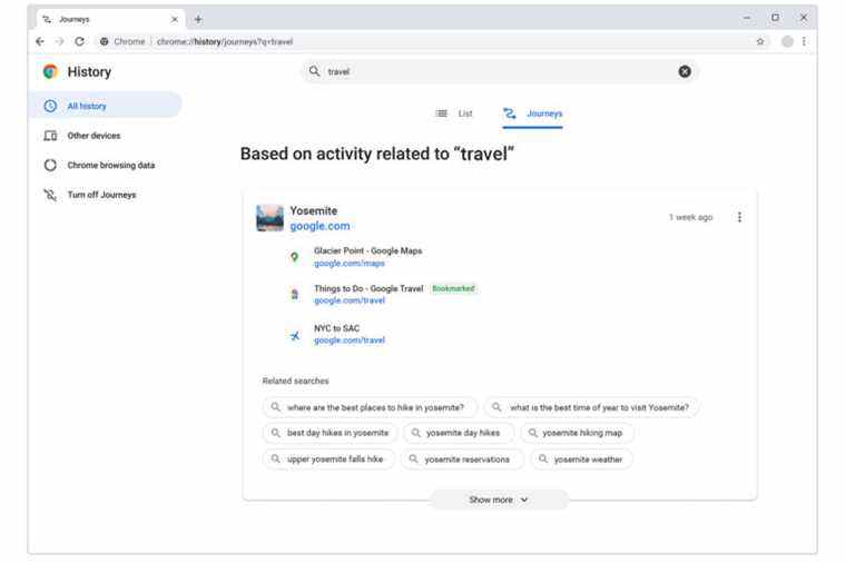 Google « Journeys » vous aide à reprendre les recherches précédentes dans Chrome