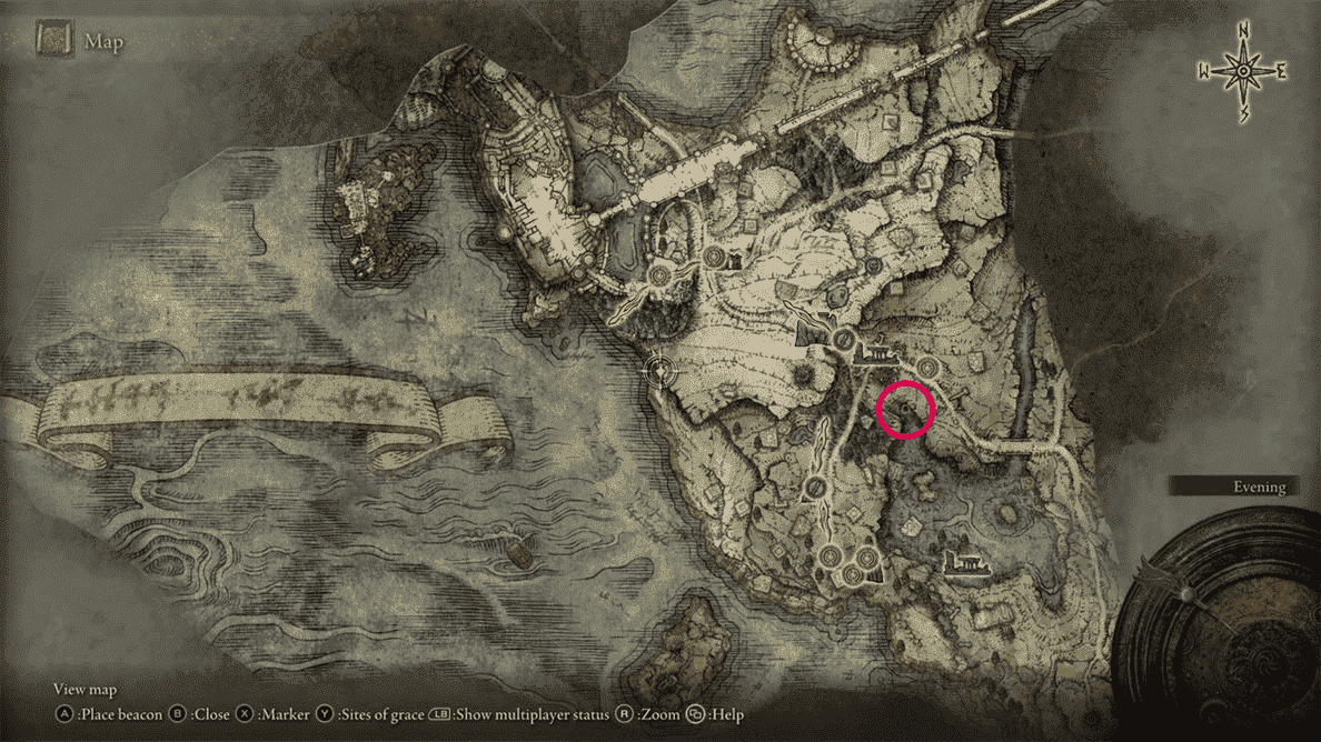 Emplacement de la carte de l'agriculture de pierre de forge des tunnels de Limgrave