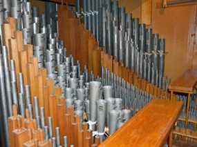 Un orgue à tuyaux Casavant de 1919 à l'église unie Georgian Shores à Owen Sound, en Ontario.