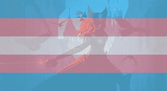 Dragon Age 4 key art with a trans flag over it