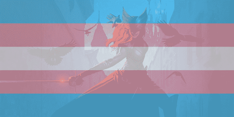 Dragon Age 4 key art with a trans flag over it