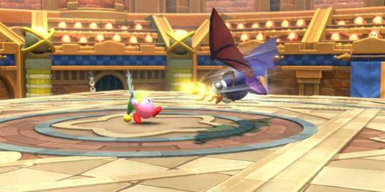 Kirby and Meta Knight preparing to fight in Kirby and the Forgotten Land