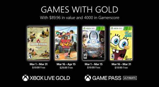 Les jeux gratuits Xbox Live Gold pour mars 2022 annoncés